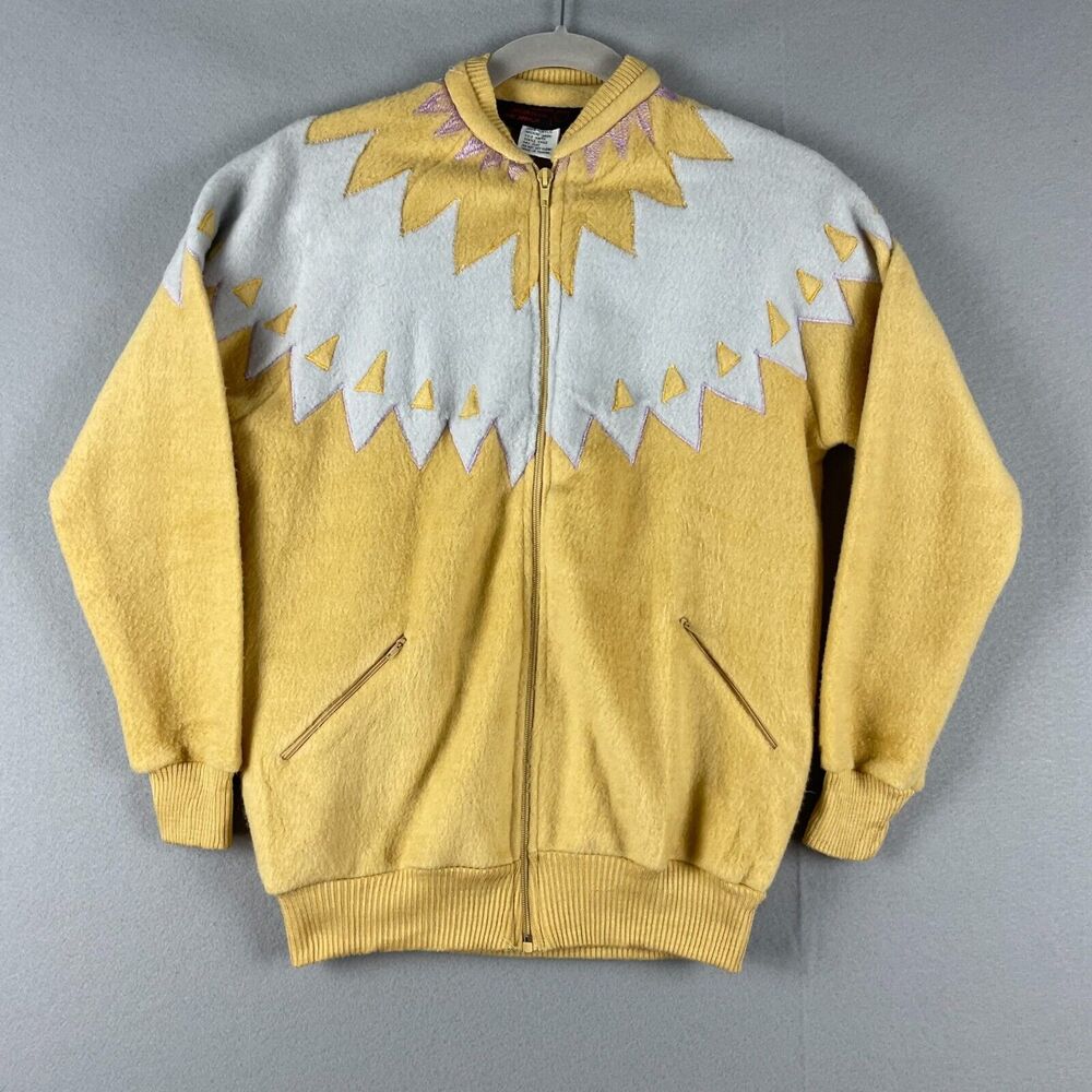 Vintage Stirling Cooper Jacket Women Medium Full Zip Embroidery Whimsy Fairy 70s